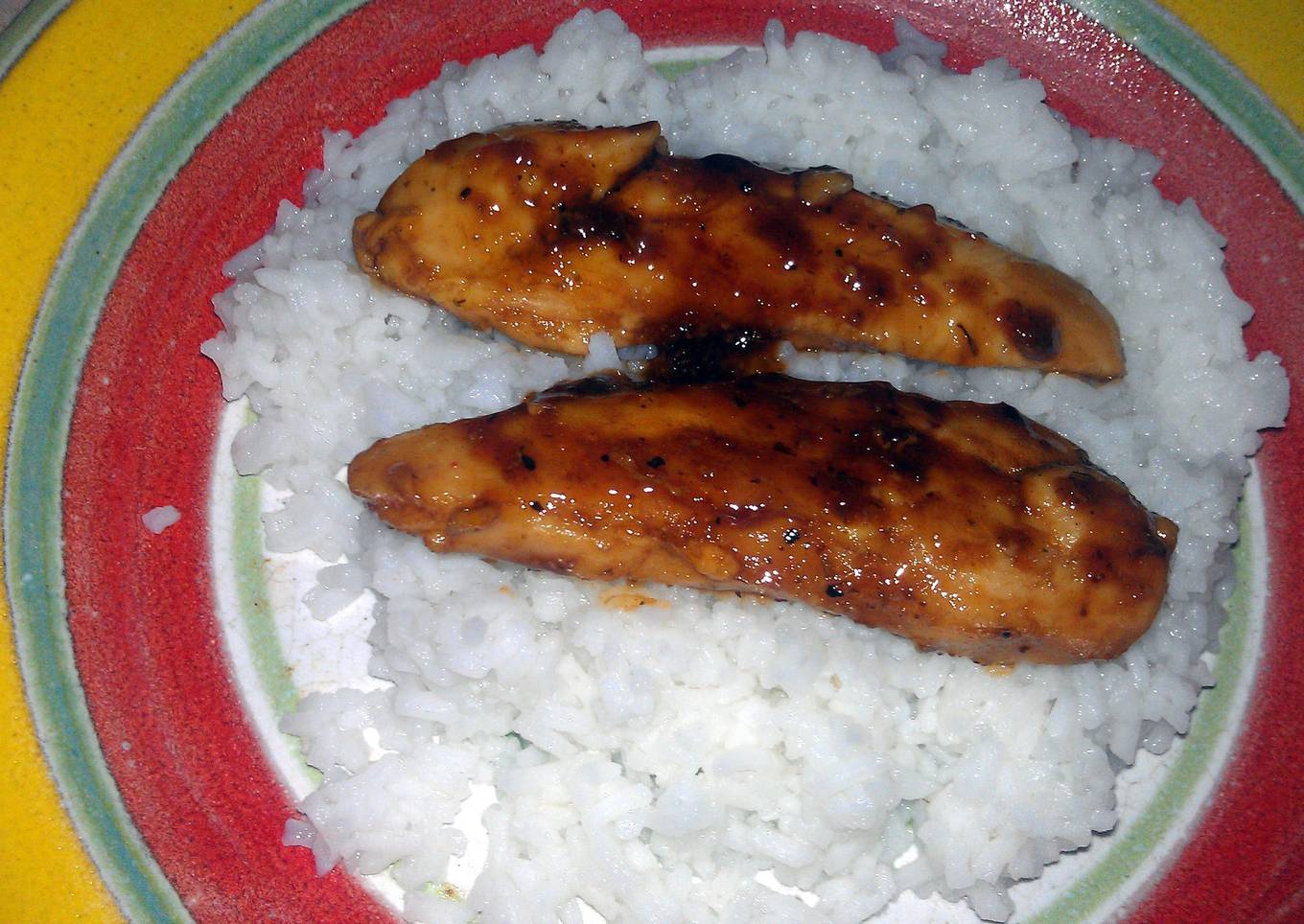sweet n sour chicken over rice