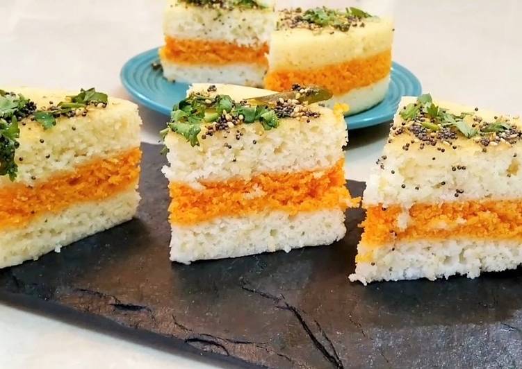 Three layer rava dhokla