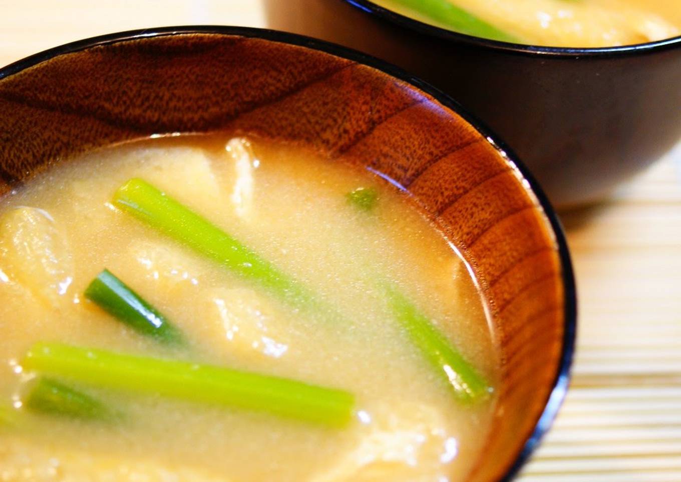 Garlic Shoot and Aburaage Miso Soup