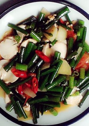A picture of Japanese tofu with oyster sauce.