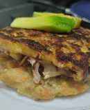 Pancakes🥯salados de vegetales🍗rellenos🫑de pollo y queso🧀🥑🧅