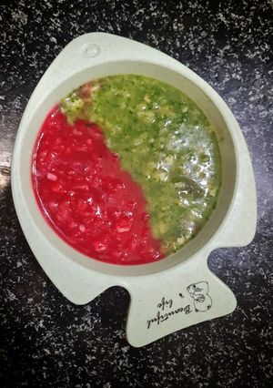 Hình của món Cháo cá ăn sáng 2 màu cho bé.
