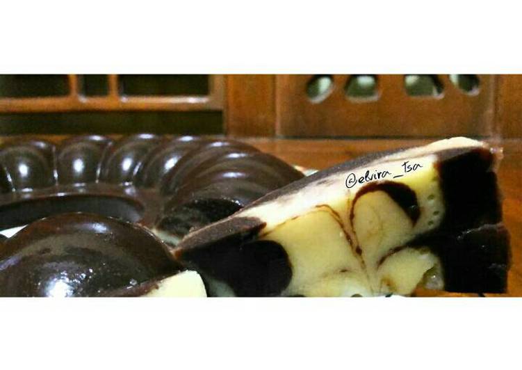 Puding Zebra,no tepung,no roti tawar,no oven (puding coklat susu)