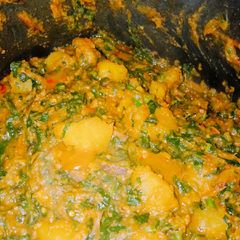 Sweet potato porridge with ugba and ugu A picture of Sweet potato porridge with ugba and ugu.