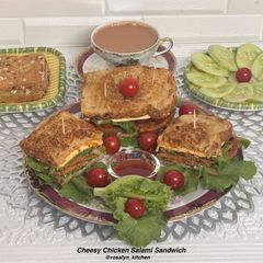 Cheesy Chicken Salami Sandwich 🥪 A picture of Cheesy Chicken Salami Sandwich 🥪.
