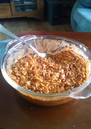 A picture of Redneck nacho chili rice.