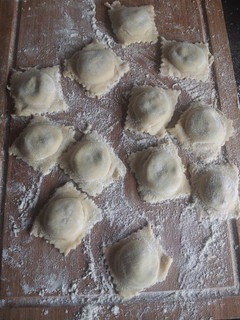 A picture of Ravioli Bolognese with beef or quorn.