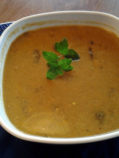 A picture of Sweet Potato and Spinach soup.
