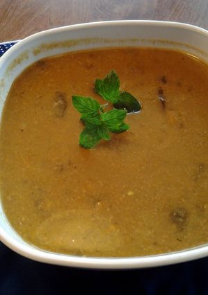 A picture of Sweet Potato and Spinach soup.