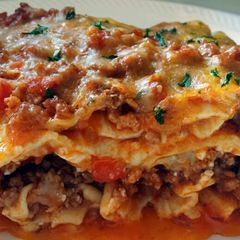 A picture of Ray's' Three Meat Lasagna.