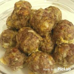 A picture of Portuguese cheese Italian sausage and pork meatballs.