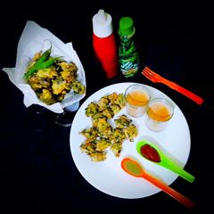 Cauliflower leaves fritters A picture of Cauliflower leaves fritters.