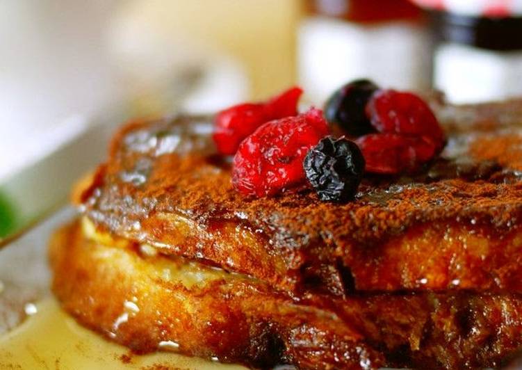 Simple Way to Make Homemade Cocoa French Toast with Cream Cheese and Jam