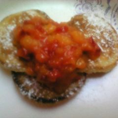 A picture of Peach pancake topping.