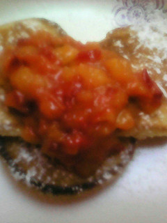 A picture of Peach pancake topping.