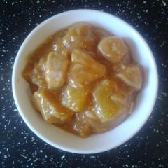 A picture of Chicken and pineapple.
