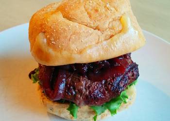 Easiest Way to Recipe Yummy Bison Burgers with Cabernet Onions and Wisconsin Cheddar