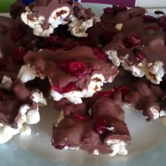 A picture of Vickys Chocolate Cranberry Popcorn Bars, GF DF EF SF NF.