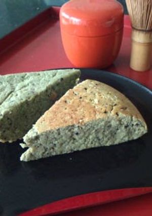 A picture of Matcha Okara Cake ☆ Made with Brown Sugar Syrup and Black Sesame.