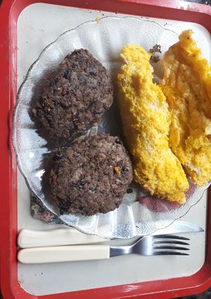 Una foto de Hamburguesas vegetarianas con soufflé de calabaza