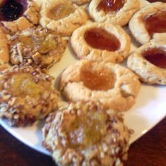 A picture of sunshines thumbprint jelly cookies.
