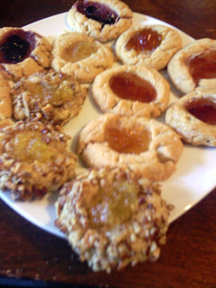 A picture of sunshines thumbprint jelly cookies.