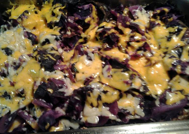 oven roasted cheesy purple cabbage