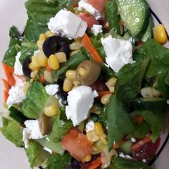 A picture of Romaine salad with feta cheese by Pam....