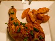 A picture of baked chicken legs