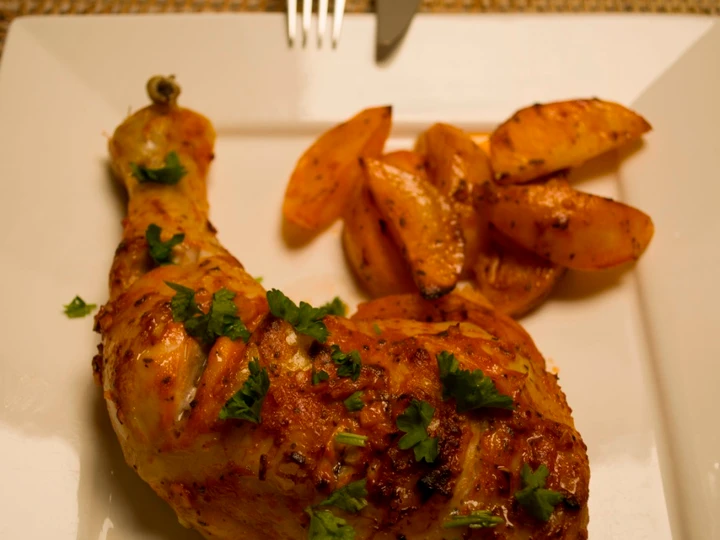 Recipe Baked Chicken Legs with Potato the Can Spoil the Tongue You can take Joss in your mouth