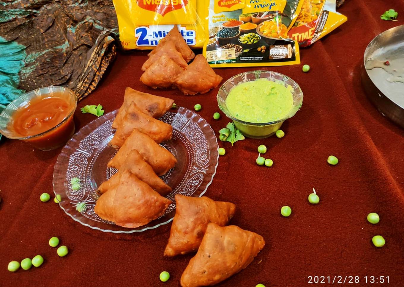Red veg Maggi Samosa