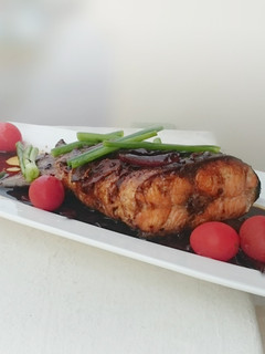 A picture of Salmon With Chinese Wine And Dark Soy Sauce.