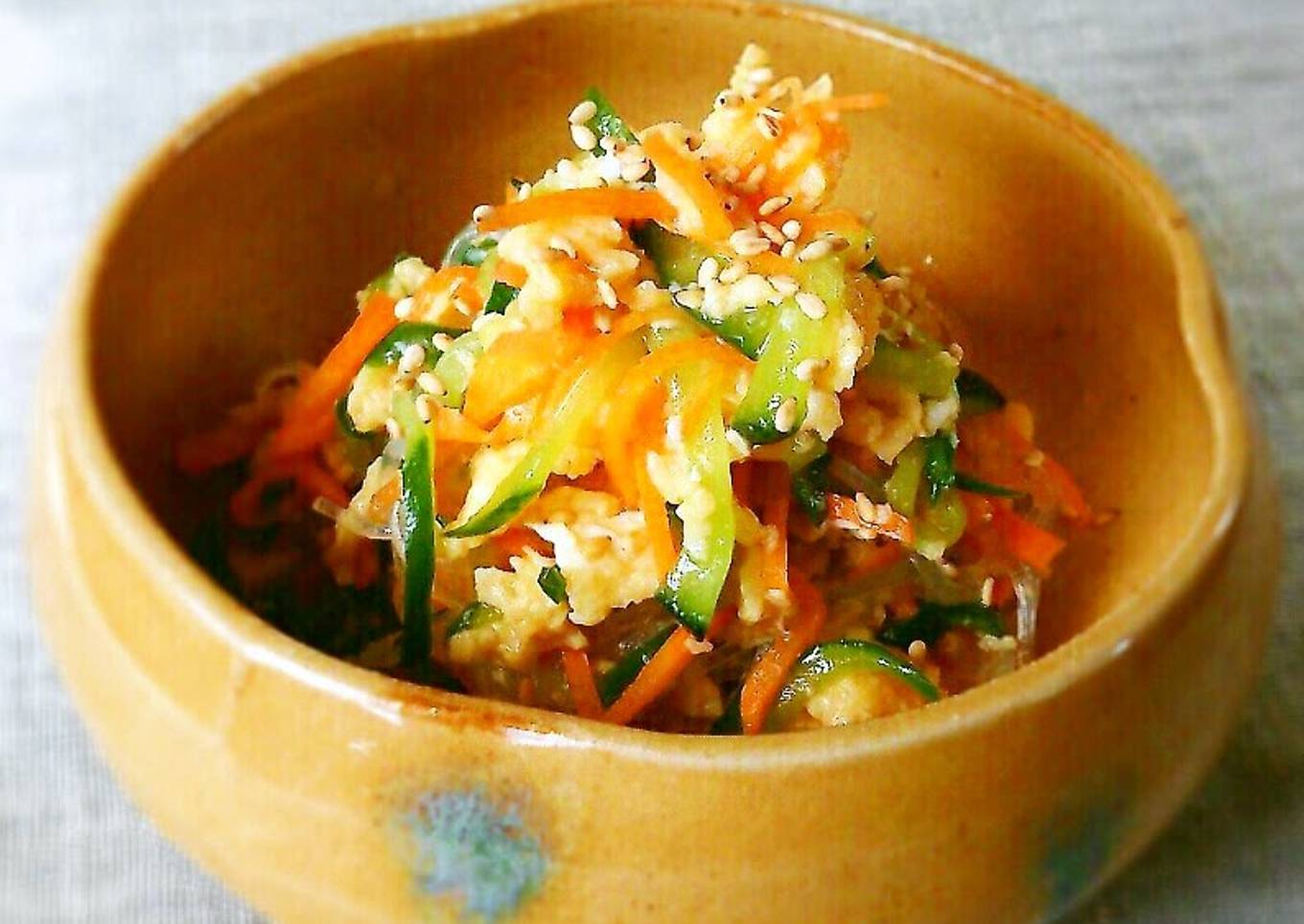 Sunomono-Style Carrot, Cucumber, and Egg Salad