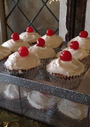 A picture of Cherry Topped Holiday Cupcakes.