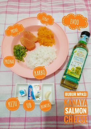 Foto resep BUBUR MPASI SALMON CHEESE || Menu lengkap 4 bintang ⭐🧀🍣