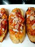 My Garlic Tomato + Mascarpone Brushetta on Garlic Bread Toasted❤