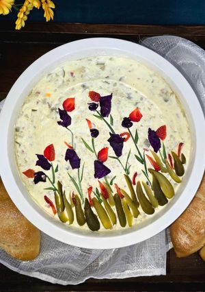 عکسی از دستور تزیین بهاری سالاد الویه ☘️🌸🌹🥀🌺