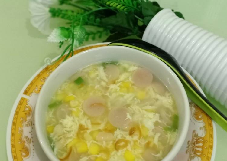 Cara Gampang Menyiapkan Sup  Telur ayam jagung sosis  #Telur3in1 Anti Gagal