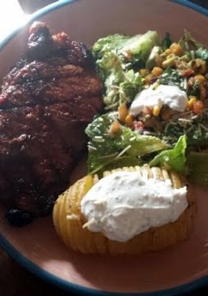 A picture of Hawaiian NY strip steak.