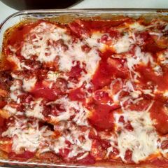 A picture of Stuffed Shells with Meat Sauce.