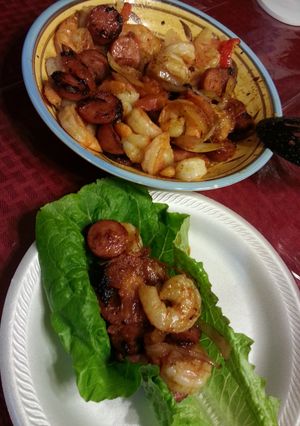A picture of Shrimp-n-Sausage.