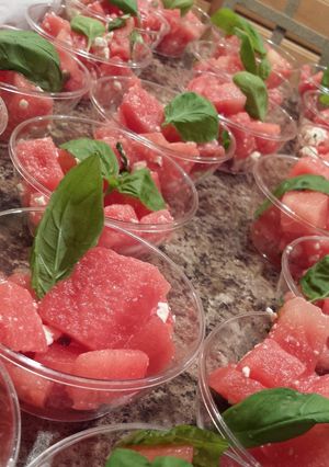 A picture of Watermelon feta salad.