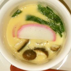 A picture of Chawan-mushi (Steamed Egg Custard) in the Microwave.