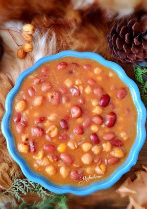 عکسی از دستور دو پیازه نخود و لوبیا چیتی