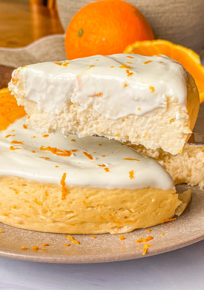 Una foto de Cheesecake ligera de naranja al micro