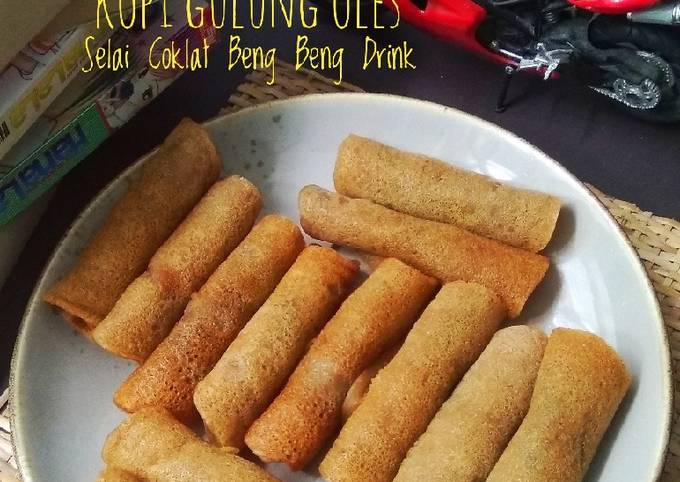 Pancake Pisang Kopi Gulung oles Selai Coklat Beng Beng Drink