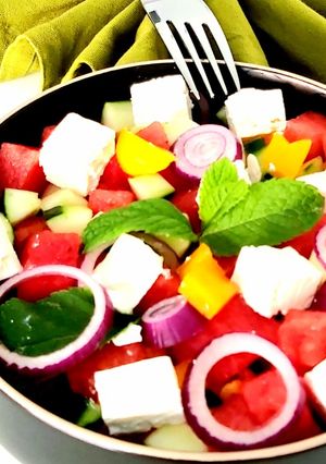 Une photo de Salade pastèque et feta