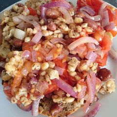 A picture of Griddled tomato, onion and halloumi salad, for 2.