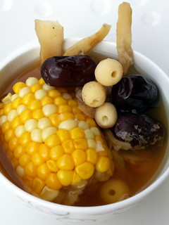A picture of Vegan Soup With Corn Cob.