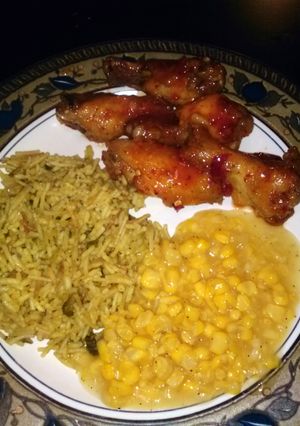 A picture of sweet & spicy party wings.